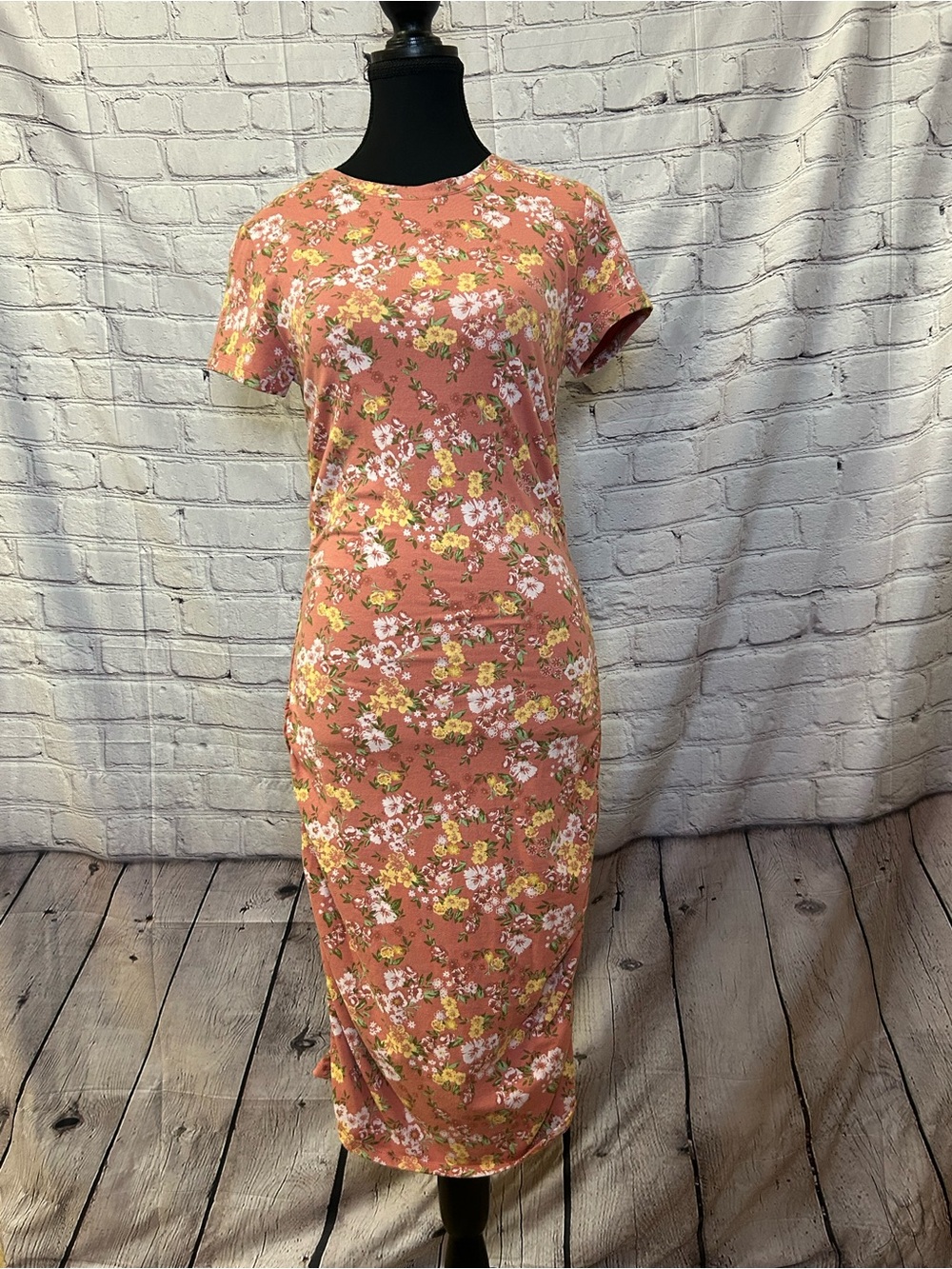 SO Pink Floral Midi T-Shirt Dress